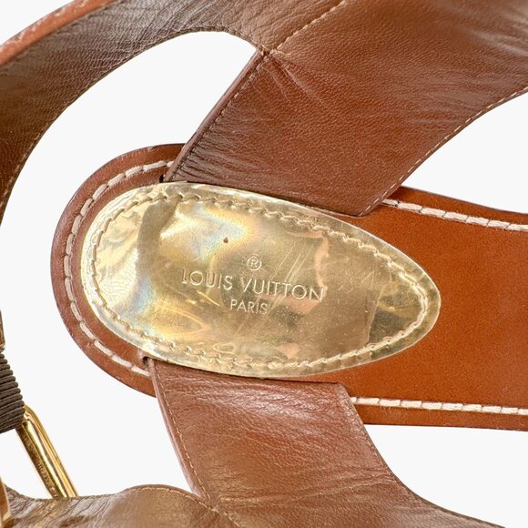 Louis Vuitton Passenger Monogram Sandals EU 41 US 11 Brown Leather LV Block Heel - Picture 12 of 15